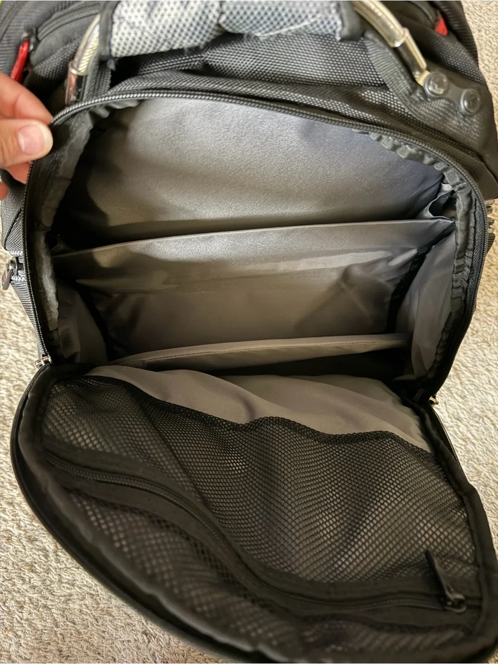 Wenger Swiss Gear Synergy Pro laptop backpack in black and gray.